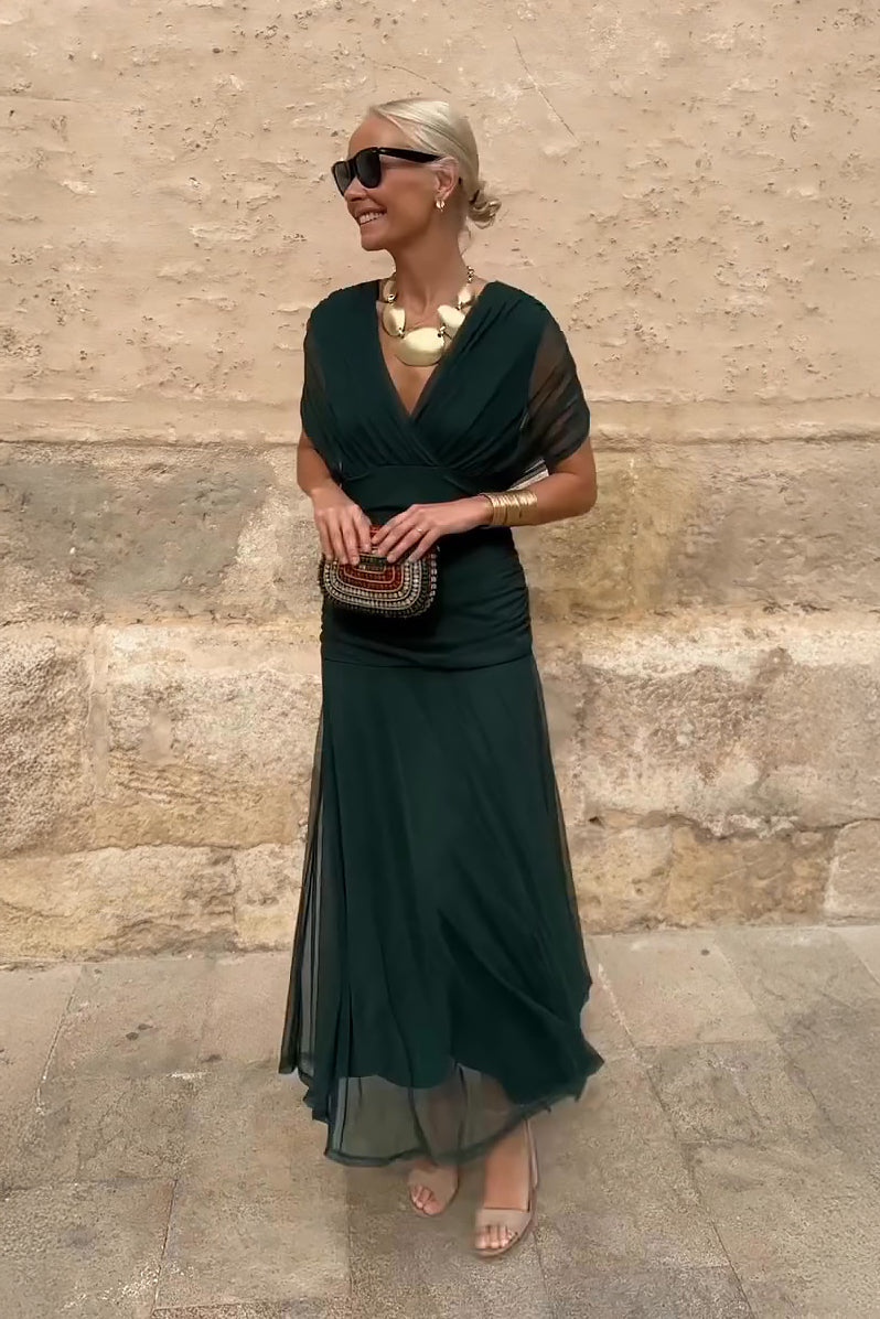 Louise | Elegante vestido largo de fiesta con cuello en V