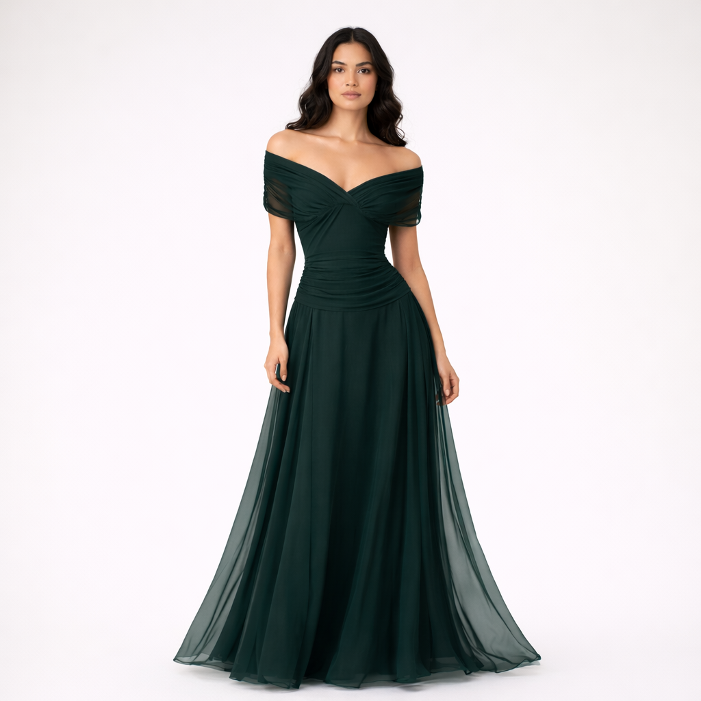 Louise | Elegante vestido largo de fiesta con cuello en V