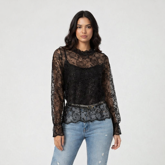 Blusa de encaje con lentejuelas
