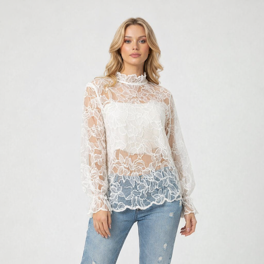 Blusa de encaje blanca