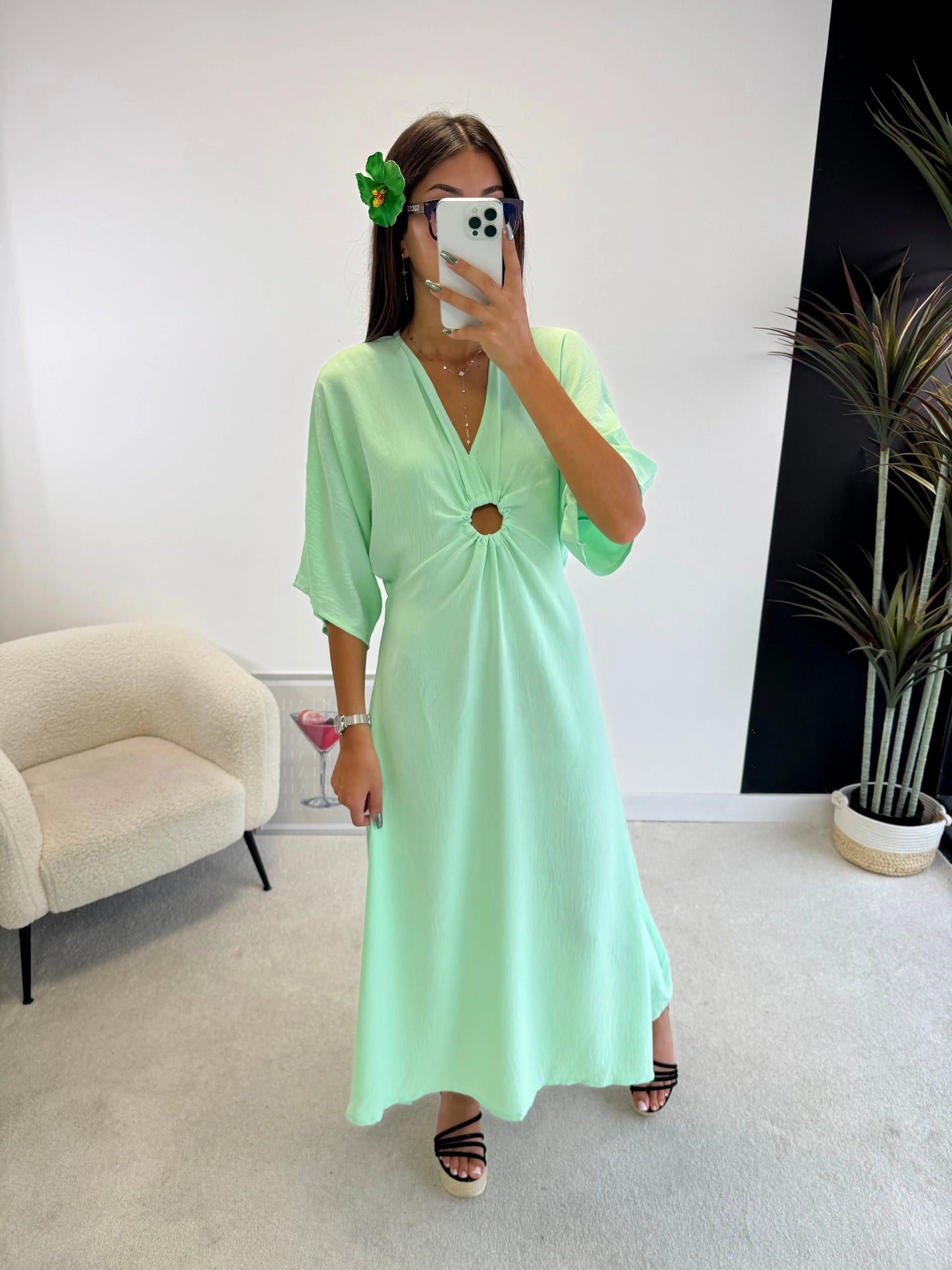 Vestido largo con abertura